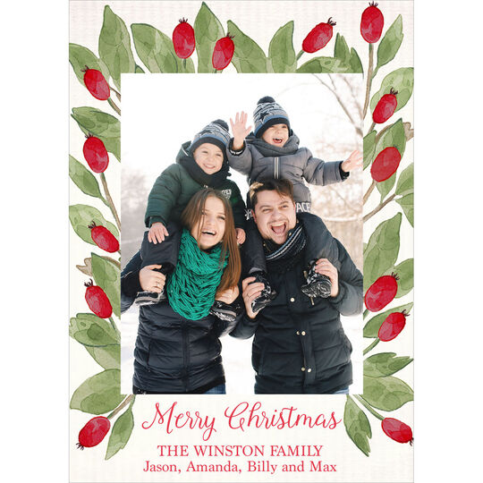 Burgundy Berries Holiday Photo Cards